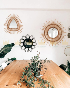 Miroir mural en rotin au design personnalisable pour la décoration intérieure dans la chambre des enfants Meilleure vente - Product Image 1