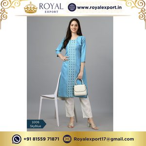 Luật Mới tỷ lệ tốt nhất bông thẳng cắt thêu kurti Bộ sưu tập của hoàng gia xuất khẩu - Product Image 2