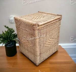 Hot Trending Rustic Bamboo Wicker Ottoman <b>Stools</b> with Storage <b>for</b> Bedroom Lobby Hotel Furniture Bone Inlay - Product Image 2