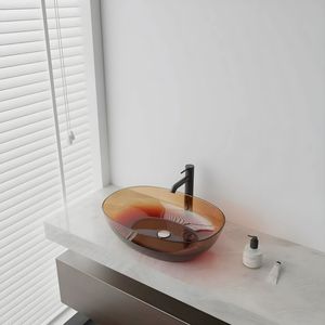 Lullaby Amber Transparent Resin Bowl Lavabo de encimera Paquete de 1 - Product Image 5