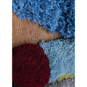 Tapisserie murale en laine bleue et soie de bambou Metamorphosis, motif abstrait pour la décoration intérieure - Product Image 2