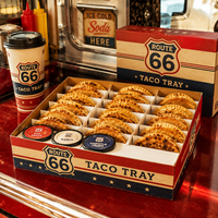 Boîtes à tacos personnalisées avec logo AT PACK |   Boîtes d'emballage jetables pour tacos, pour restaurants mexicains, traiteurs et plats à emporter
