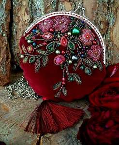 Pochette à main brodée ethnique style bohème, design fantaisie, perles, doublure pour mariage et soirée, vente en gros - Product Image 1