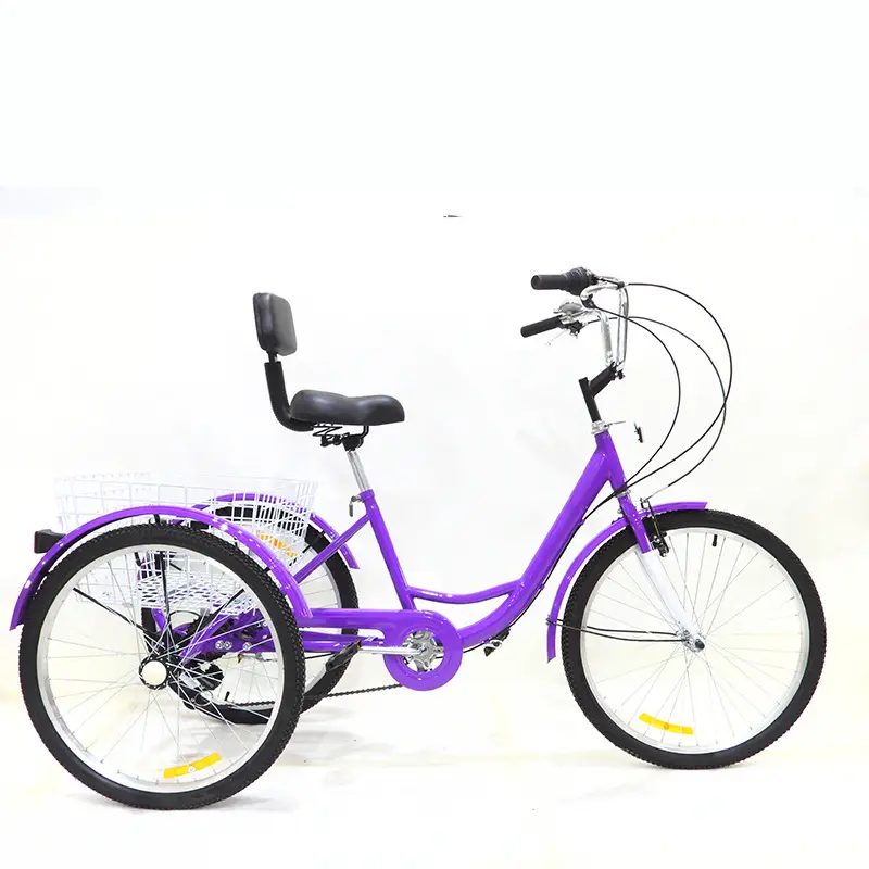 7 Speed Adult Tricycle, 24/26 inch Adult Trike with 3 Wheel Bikes, Three-Wheeled Bicycles Cruise Trike with Large Shopping