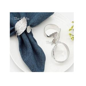 Rond de serviette de conception classique en aluminium en anneau de serviette en tissu de couleur argent pour Table à manger rond de serviette décoratif - Product Image 1