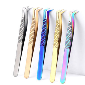 Pinzas de pestañas de acero inoxidable personalizables profesionales al por mayor pinzas de extensión de pestañas postizas con logotipo privado de Pakistán - Product Image 1