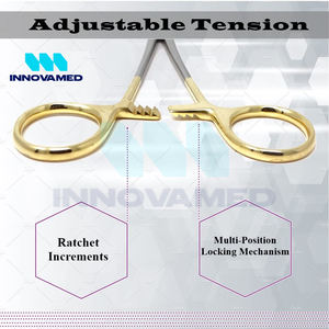 Hemostática con mandíbulas dentadas cruzadas, instrumento quirúrgico Manual reutilizable de acero inoxidable Premium Longitudinal con soporte en línea - Product Image 4