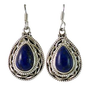Pendientes Hechos a Mano de Plata de Ley 925 con Lapislázuli, Joyería de Piedra de Nacimiento de Septiembre, Gema Natural Azul en Forma de Pera, Estilo Boho Gota de Agua - Product Image 1