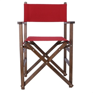 Chaise de directeur WELL HOME avec structure en noyer et toile bordeaux 51x46x86 cm - Product Image 1