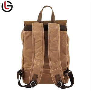 Classic Waxed Canvas <b>Backpack</b> with <b>Roll</b> <b>Top</b> Design for Casual Work or Outdoor Activities - Product Image 4