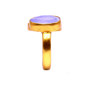 Vintage 925 Sterling Silver Double Stone Blue Chalcedonia Moonstone Gold Plated Engagement Gemstone for Anniversary Classic - Product Image 5