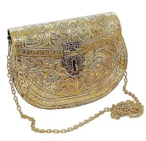 Boîte à bijoux en laiton décorative avec un design unique, pochette en laiton faite à la main pour les vêtements ethniques indiens, pochette en laiton à finition antique - Product Image 4