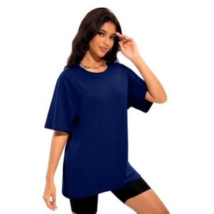 Camiseta de verano de gran tamaño para mujer, Camiseta holgada de talla grande con manga de murciélago, con cuello redondo Camiseta holgada informal, camiseta de entrenamiento a la moda - Product Image 6