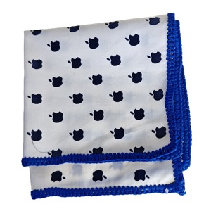 Handmade Navy Apple White Woven <b>Edge</b> Signature Border 100% Cotton British Style Handkerchief Pocket <b>Square</b> Blazers Suit Dining - Product Image 2