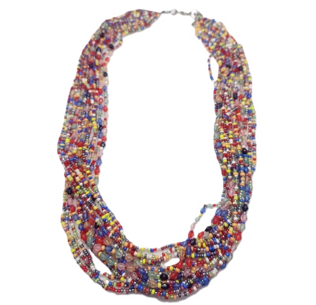 Multi Strand Multi Colour Beaded Neck Piece for Ladies Trendy Party Wear Multi Bead Heavy Ladies Necklace