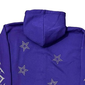 Sweat à capuche zippé pour femme, doublé, avec logo personnalisé, design en strass, 100% coton molletonné, haute qualité - Product Image 3
