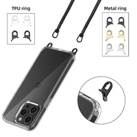 Nouvelles coques de téléphone portable tendance en TPU+PC avec anneau de suspension détachable de 130 cm pour les séries 15/14/13/12