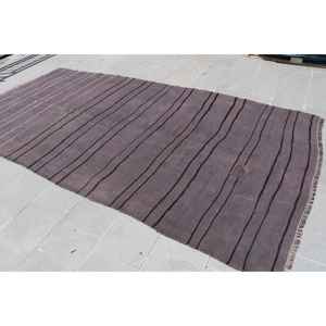 พรมวินเทจขนาดใหญ่ 5.7x11.2 ฟุต (173x340 ซม.) สีน้ำตาลลายต้นไม้และพืชแบบตุรกี ทำจากขนสัตว์ - Product Image 1