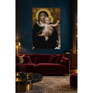 Impression sur toile de Fida Bouguereau : Vierge Marie avec des lys et l'Enfant Jésus - Product Image 4