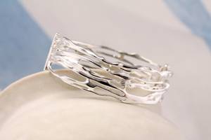 Organic Handmade Statement Bangle, Unique Jewellery, Statement Jewellery, Handmade Bangle, Large Bangle 925 Sterling Silver - Product Image 2