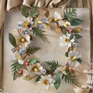 Guirnalda de Flores de Hierro Estilo Antiguo para Colgar en la Pared con Cinta, Decoración Floral Shabby Chic para Bodas y Fiestas - Product Image 6