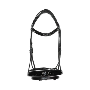 Brida de Cuero para Caballo Más Vendida, Estilo Doma, con Banda Frontal y Banda Nasal Acolchadas Suaves con Perlas Decorativas y Riendas de Tela para Equitación. - Product Image 1