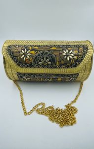 Custom Made in Gold Polished Border,metal Applique Tribal Mosaic <b>Bags</b> Ideal for Resale by Fashion Accessory Stores for Resale - Product Image 6