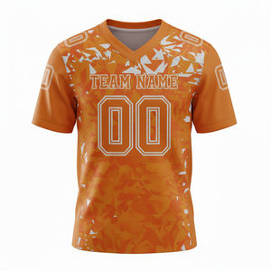 เสื้อซ้อมอเมริกันฟุตบอลแบบกำหนดเองสำหรับผู้ใหญ่ แขนสั้น ระบายอากาศได้ดี มีตัวเลือกไซส์ใหญ่ ด้านหน้า 100% โพลีเอสเตอร์ คอวี - Product Image 2