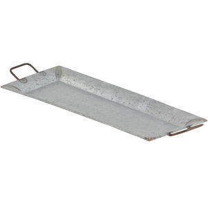 Juego de 2 bandejas de servicio de metal galvanizado con asa para mesas, utensilios de cocina, uso doméstico y hotelero, bandejas para servir alimentos - Product Image 2