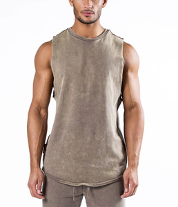 Custom Logo Acid Wash Sleeveless Streetwear Hipster Vest Muscle <b>Men</b> <b>Singlets</b> Tank Top <b>for</b> <b>Men</b> - Product Image 4