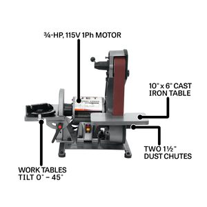 Lijadora de Banda Eléctrica de 2 x 42 Pulgadas con Disco de 8 Pulgadas y Motor de 3/4 HP, 1 Fase, 115 V - Product Image 3