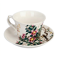 Taza de Cerámica Shin Tai Yuan con Decoración de Camelia, Impresión por Transferencia de Agua, Vajilla Duradera y Lavable