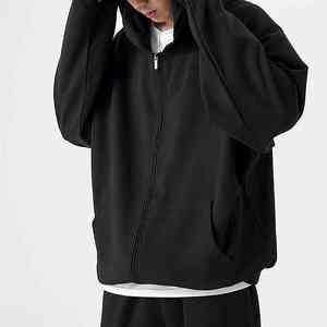 Logo ample personnalisé fermeture éclair complète logo brodé sur mesure sweat à capuche oversize - Product Image 3