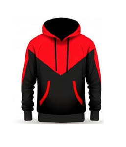 Men's Color Blocking <b>Hoodie</b> Regular Fit Knitted Casual Sweatshirt <b>Red</b> Black Design Autumn Wear - Product Image 6