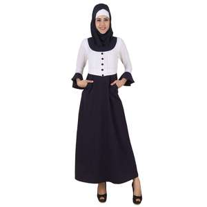 อาบายะผ้าเครปแบบลำลองของ Eiman สีขาวและสีน้ำเงินกรมท่า สไตล์คาชิโบ - Product Image 3