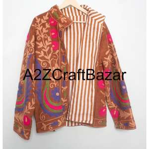 Handmade Embroidered Cotrise <b>Jacket</b> with Vintage Design Eco-Friendly & Breathable Cotton Lined Winter Outerwear For Party Events - Product Image 6