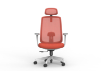 Chaise de bureau ergonomique pivotante en maille, dossier haut, hauteur réglable, cadre blanc, siège de direction