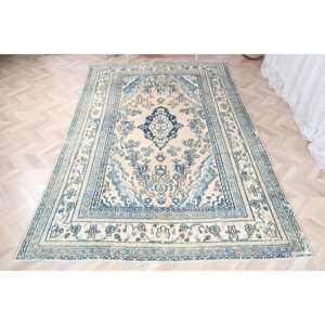 Alfombra Grande de Lana Vintage de 6.46x10 pies, Diseño Azul Marroquí Turco con Parches, Base de Látex, Decoración Ecológica para el Hogar - Product Image 2