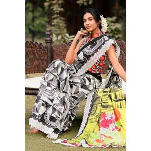 ชุดส่าหรีผ้าชีฟองตกแต่งด้วยลูกไม้แบบ 3 ชิ้น รุ่น SR-52010 พร้อมดีเทลจีบด้านบนและด้านล่างเพื่อชุดที่ดูสง่างาม - Product Image 5