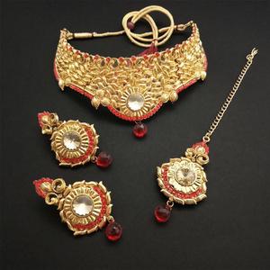 ชุดเครื่องประดับ kriaa สร้อยคอโชคเกอร์หินแดงชุบทอง - Product Image 1