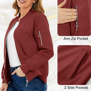 Veste bomber pour femme de haute qualité, tendance 2025, style hiver, tricotée, coupe-vent, imperméable, séchage rapide, impression de logo personnalisée - Product Image 4