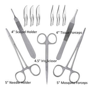 Kit de sutura para estudiantes de medicina al por mayor con el mejor juego de instrumentos metálicos manuales de sutura de acero inoxidable Kit de práctica de sutura - Product Image 4