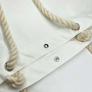Logo personnalisé sac fourre-tout sac à provisions réutilisable en toile de coton sac de voyage pour femmes sacs à main cadeau sacs fourre-tout en toile avec poignée en corde - Product Image 3