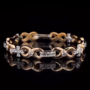 สร้อยข้อมือเพชรโมอิสทรงกลมตัดขนมปังฝรั่งเศส10มม. กำไลข้อมือคิวบาแนวฮิปฮอปเย็น925เงินสเตอร์ลิง - Product Image 4