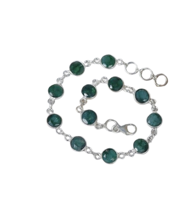 Green Emerald 925 Sterling <b>Silver</b> Gemstone <b>Adjustable</b> <b>Bracelet</b> Faceted Gemstone May Birthstone Gift for Her 9 Stone <b>Bracelet</b> - Product Image 1