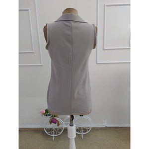 Veste en satin sans manches pour femme, col à bouton unique sur le devant, 35041 - Gris - Product Image 6