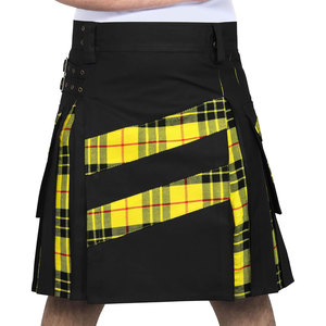 Kilts pour hommes, design moderne hybride en coton noir et en tissu écossais Macleod of Lewis à rayures croisées - Product Image 2