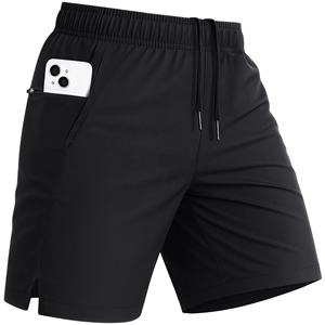 Vente en gros de shorts de sport décontractés pour hommes pour l'extérieur logo personnalisé poids léger taille moyenne motif solide avec poches - Product Image 6