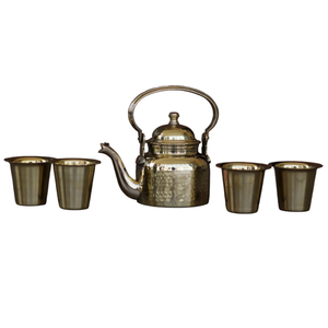 Ensemble à café vintage en laiton de haute qualité avec finition polie pour restaurant, maison et hôtel, vaisselle en métal, service à thé - Product Image 3