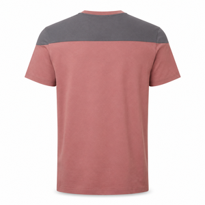 Camiseta Personalizada Color Rosa Empolvado con Paneles en los Hombros Color Carbón, Ropa Casual de Algodón para Hombre, Venta al Por Mayor - Product Image 4